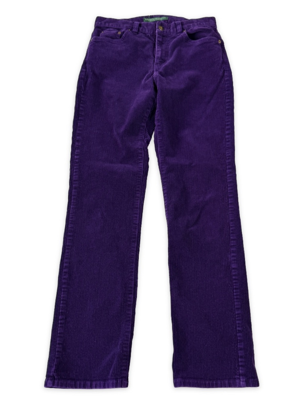 Lauren Ralph Lauren Corduroy Pants Womens 2‎ Solid Purple Classic Straight Leg